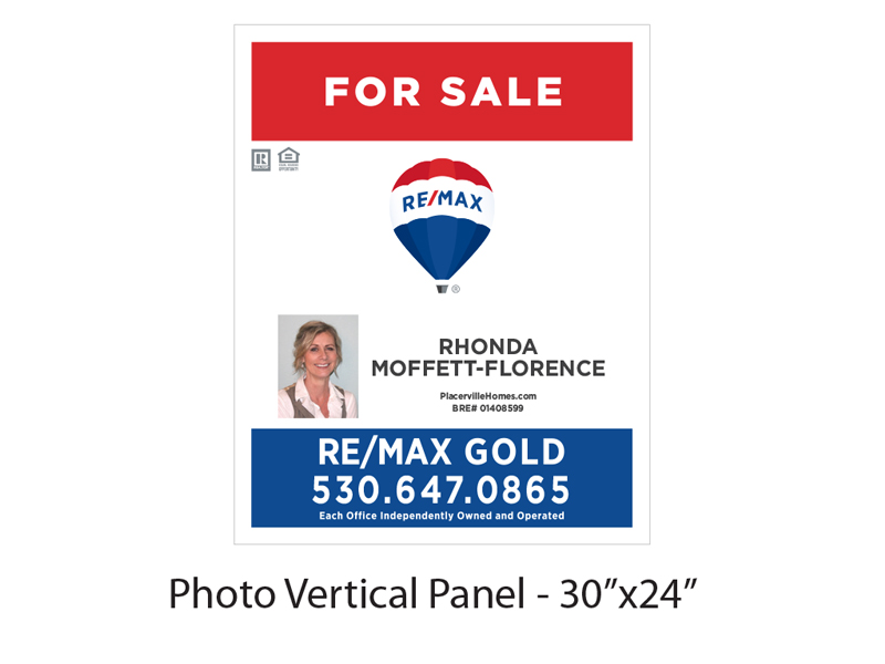 30 x 24 Buy Sign Re/Max Gold For Sale Panel with Photo Vertical
