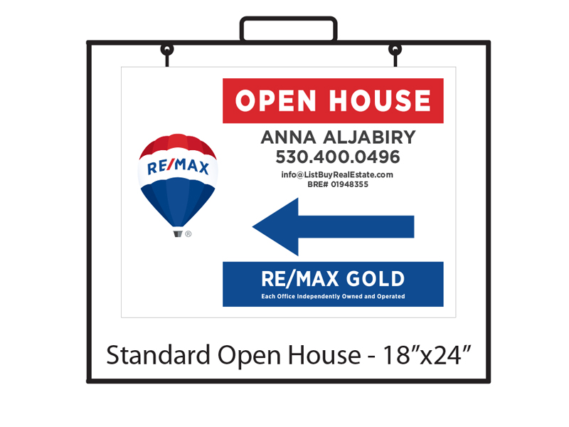 18 x 24 Buy Sign Re/Max Gold Open House Panel